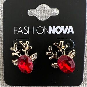 Fashion Nova Festive Red and Gold Earrings